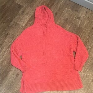 Zenana Outfitters Vibrant Coral Hooded Sweater
